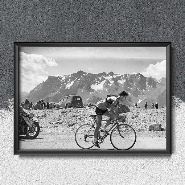 Tour de France fotografie Frederico Bahomontes retro poster, retro kunst aan de muur, fietsen prints, fietsen kunst #158