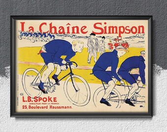 Le Chaine Simpson by Henri de Toulouse Lautrec Retro Poster, Retro Wall Decoration, Giro D Italia, Sport Wall Decor #955