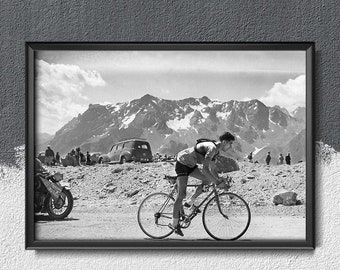 Tour de France photographie Frederico Bahomontes affiche rétro, art mural rétro, impressions cyclisme, art cyclisme #158