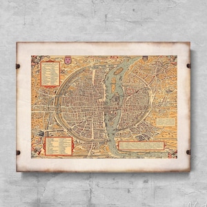 Carte de Paris, affiche rétro, affiche rétro, cartes anciennes, art rétro #104