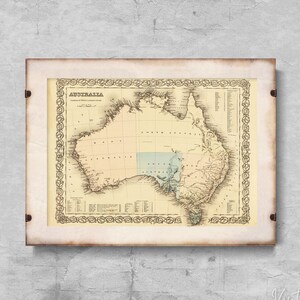 Old Map of Australia Retro Poster, Wall Hanging, Discovery Map, Map Wall Decor #117