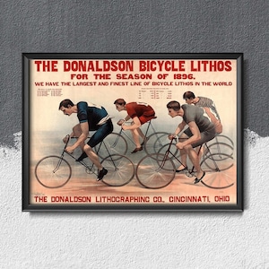 Donaldson Bicycle Lithos for Season Retro Poster, Modern Print, Bike Poster, Cycling Art #939