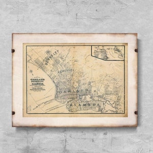 Old Oakland map in California Retro Poster, Retro Poster, Discovery Map, Map Print #765