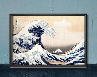 The Great Wave at Kanagawa Katsushika Hokusai Ukiyo-e Retro Poster, Wall Hanging, Oriental Decor, Asia Art #478