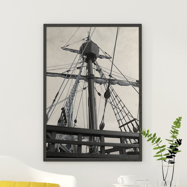 Old ship - Black and White Poster Photography - Modern  Art - Ocean poster - Nautical Poster Decor  #3NA