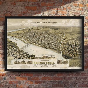Old Map of Laredo Retro Poster, Retro Print, Discovery Map, Map Wall Art #747