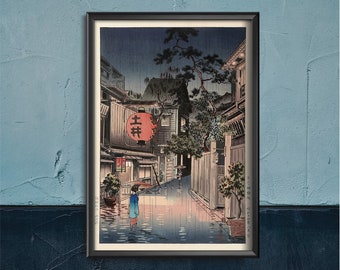 Ushigome Kagurazaka by Tsuchiya Koitsu Retro Poster, Modern Print, Japan Poster, Ukiyoe Art #526