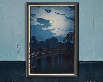Japanese Art Print Hirakawa Bridge by Yoshida Hiroshi Retro Poster, Modern Print, Ukiyoe Poster, Edo Period #1089