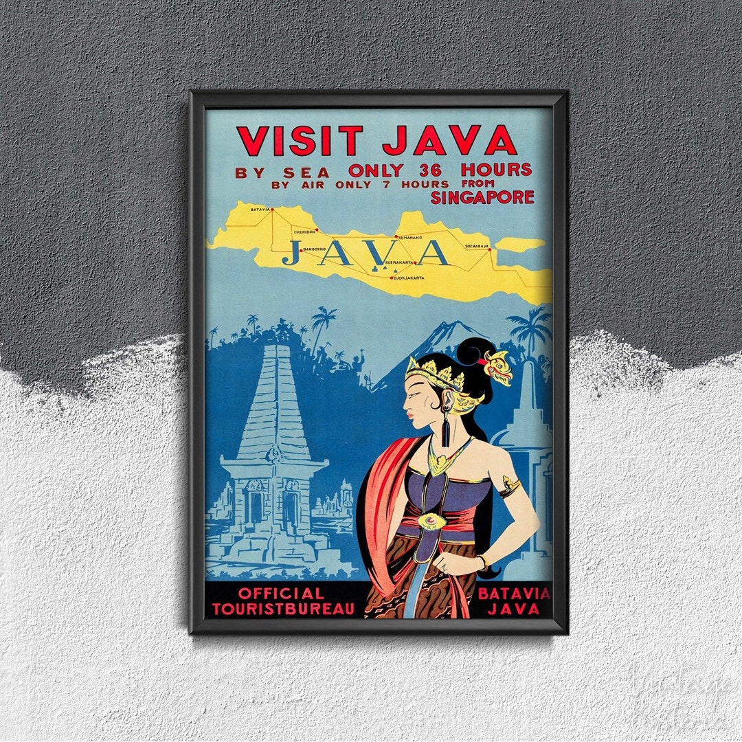 Java Indonesia Travel Poster Retro Poster, Modern Print, Travel Print ...