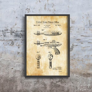Laser Gun Spielzeug US Patent Retro Poster, ästhetische Kunst, Boote Patentdrucke, Zeichnung Wandkunst #1007
