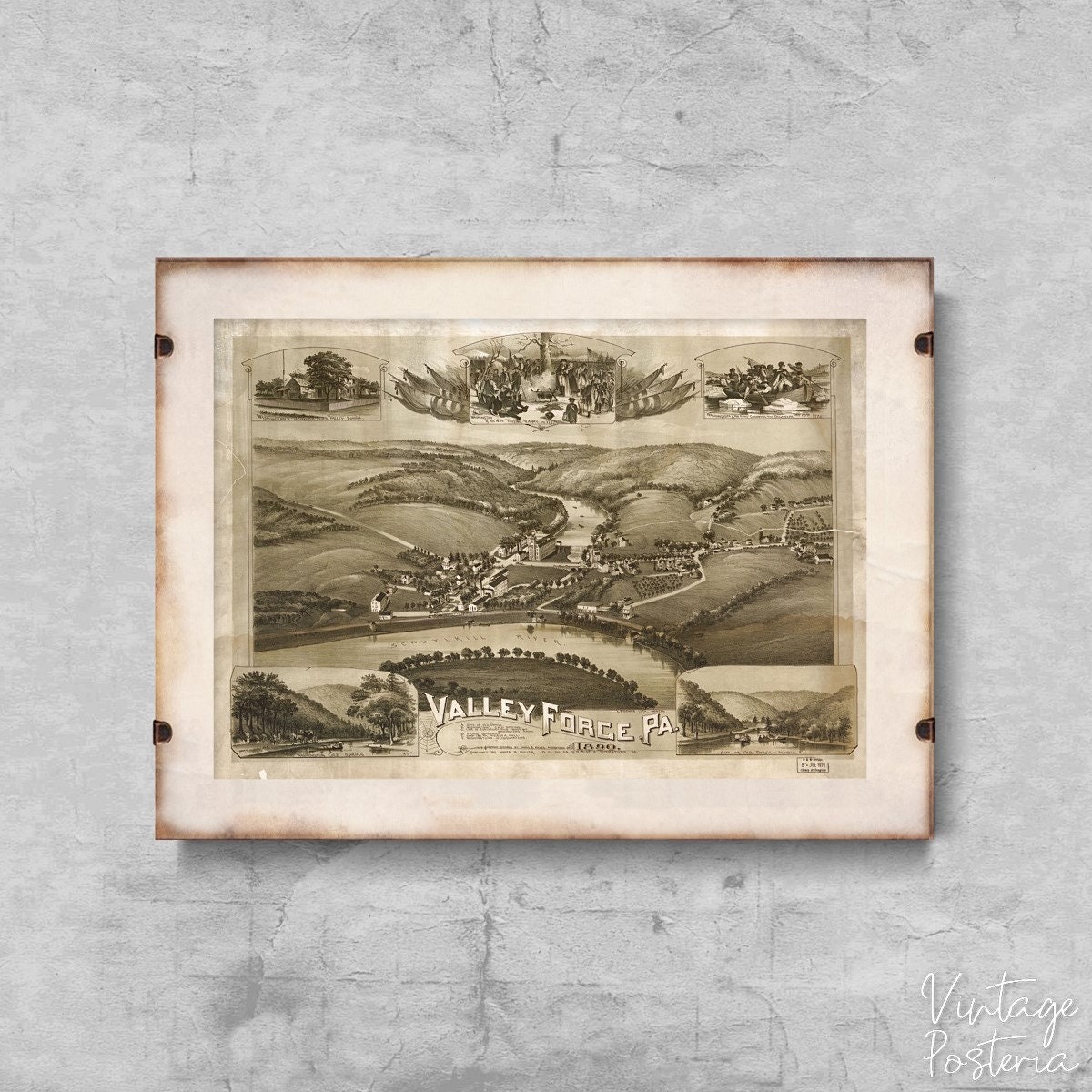 Old Valley Forge Map Retro Poster, Retro Wall Art, Antique Map, Maps Wall Hanging #93
