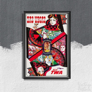 Póster de viaje de Fly TWA Las Vegas, póster retro, impresión de pintura, póster de turismo, decoración de pared de vacaciones n.° 445