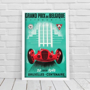Retro Poster Grand Prix De Belgique Automobile Retro Poster, Self Adhesive Poster, Racing Art, Masculine Wall Art #900
