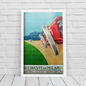 Cartel retro del Gran Premio Circvit de Milan Grand Prixde L'A.C d'Italie Cartel retro, cartel retro, decoración de la pared de Moto #911