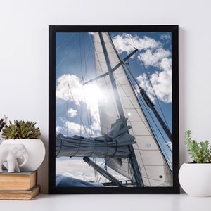 Ship - Blue sky - Instant Art Poster Art - Modern  Art mast poster - modern minimalist - home wall prints  #15NA
