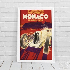 Grand Prix MONACO Retro Poster, Retro Poster, Motorcycle Racing, Moto Wall Decor #877