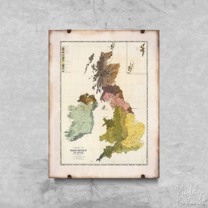 Alte Karte von Großbritannien und Irland, Retro Poster, Landkarte, alte Drucke, Retro Wanddekoration, #110