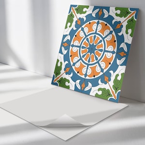 Stickers carrelage motifs végétaux décoratifs, Carrelage autocollant bleu, Sticker pour carrelage, Carrelage sol en PVC texturé, Stickers carrelage