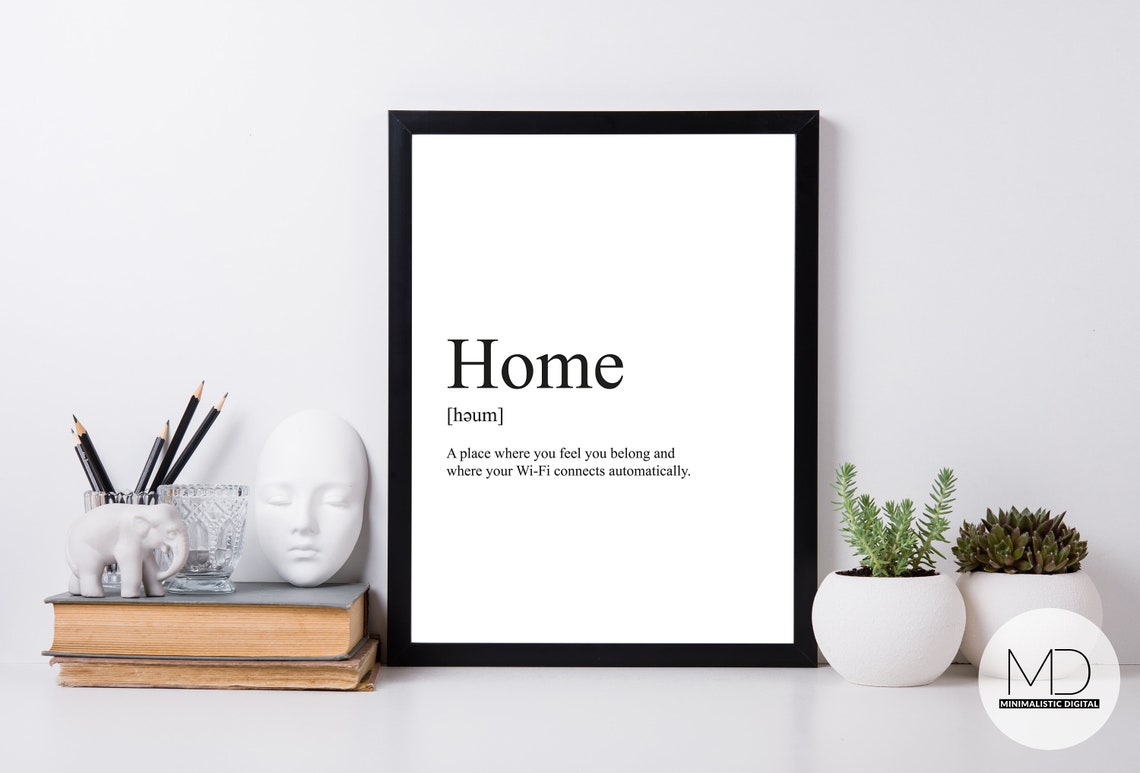 Home Definition Print Modern Home Decor Decoration | Etsy
