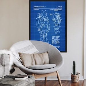 Apollo ruimtepak patent astronaut retroposter, esthetische kunst., patentafdrukken, plannen muurafdruk #1022