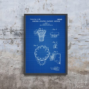 Basketball Hoop USA Patent Retro Poster, Moderne Wanddekoration, Boote Patentdruck, Sketch Wall Print #1029