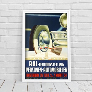 Retro Poster Car Show Amsterdam Retro Poster, Modern Print, Grand Prix Poster, Cars Wall Decor #909