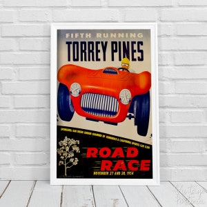 Retro Grand Prix Poster Fourth Running Torrey Pines Road Race Retro Poster, Self Adhesive Print, Grand Prix Poster, Moto Wall Decor #914