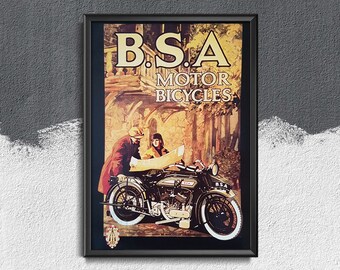 B.S.A　MOTOR　BICYCLES　ポスター　イギリス This item is unavailable - Etsy