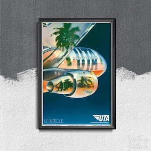 The Pacific Uta Airlines Travel Poster Retro Poster, Modern Print, Travel Decor, Journey Print #468