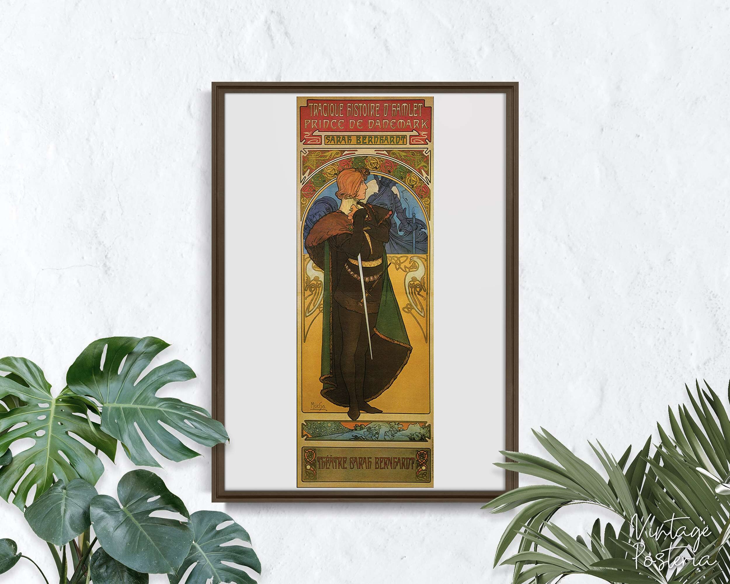 Hamlet Sarah Bernhardt Vintage Poster Man And Sword Red Etsy