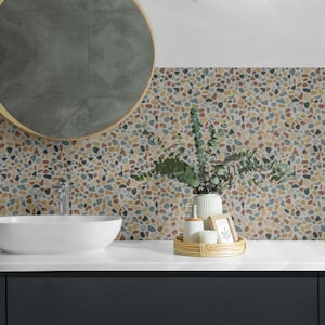 Glue Mosaic Pattern Tile Stickers, Yellow Peel and Stick Tiles, Tile Stickers, Texture PVC Floor Tiles, Floor Tile Stickers