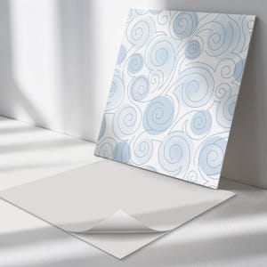 Spiral And Wave Patterns Tile Stickers, Blue Removable Tiles, Tile Stickers, Texture PVC Floor Tiles, Kitchen Tile Stickers