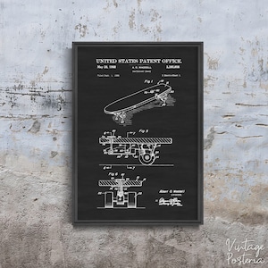 Retro Skateboard Break Waddell USA Patent Retro Poster, selbstklebendes Poster, Spiel Patent Drucke, Skizze, Wanddekoration #1032