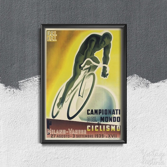 Campionati del Mondo di Ciclismo Retro Bicycle Poster Retro Poster, Painting Print, Cycling Wall Decor, Retro Cycling #944