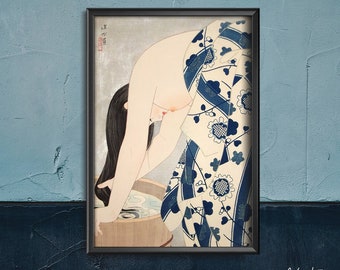 Washing the Hair Ito Shinsui Ukiyo-e Retro Poster, Modern Wall Decor, Hokusai Poster, Japanese Art #488