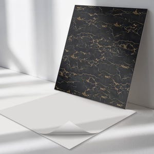 Elegant Marble Pattern Tile Stickers, Black Removable Tiles, Tile Stickers, Texture PVC Floor Tiles, Kitchen Tile Stickers