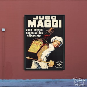 Retro Maggi Seasoning Sauce Print Retro Poster, Wall Hanging, Wine Poster, Retro Food Art #151