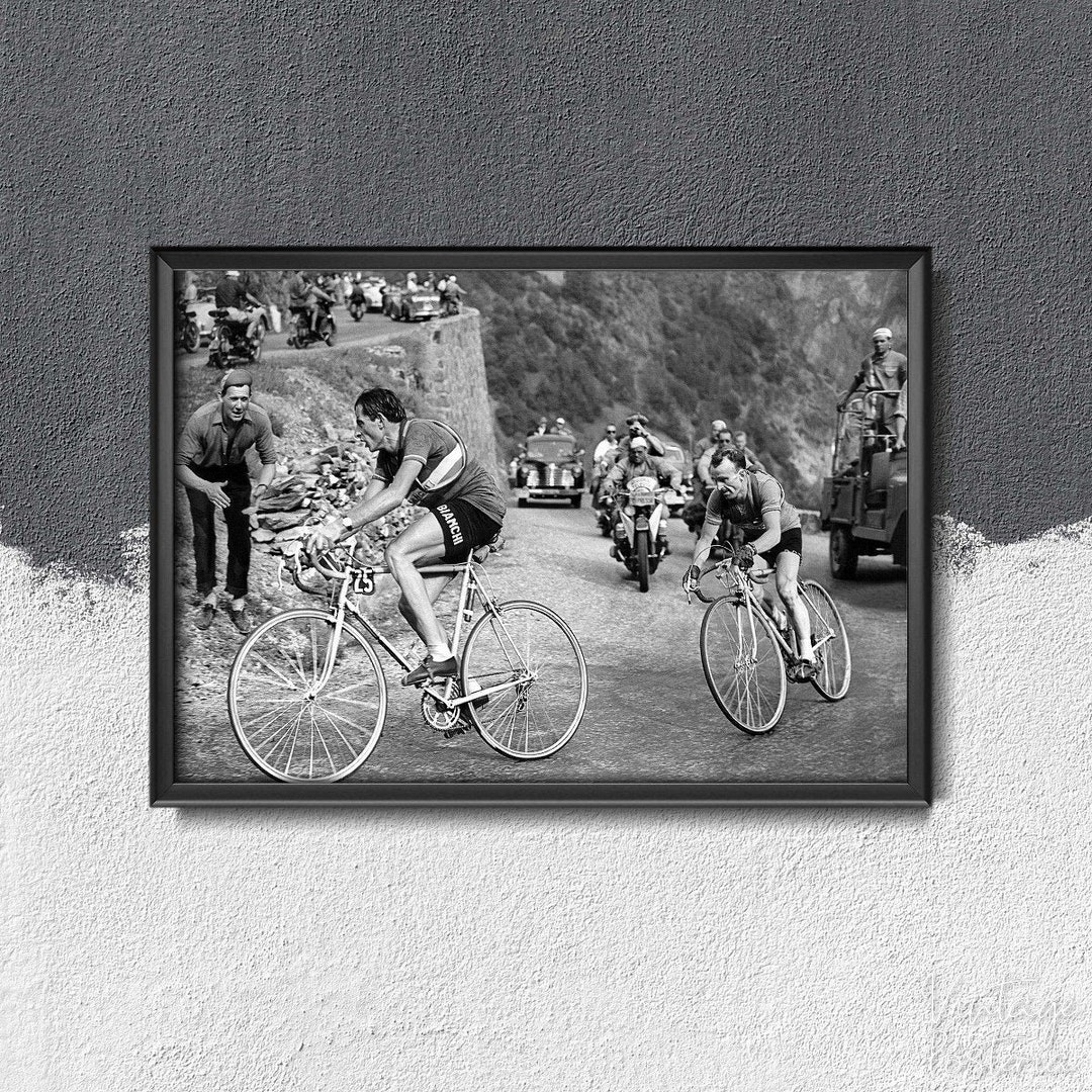 Fausto Coppi 1949 & 1952 Tour de France Cycling Winner Facsimile Charicature | UK Fausto Coppi 1949 & 1952 Tour de France Cycling Winner Facsimile Charicature | UK