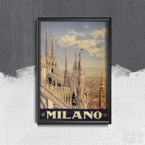 Milano Italy Travel Poster Retro Poster, Aesthetic Wall Hangings, Travel Print, Holidays Wall Hangings #384