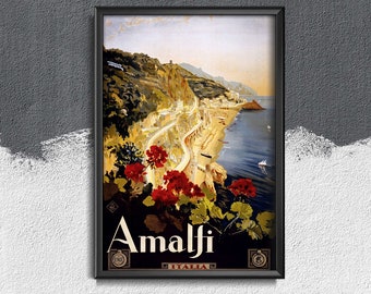 Amalfi Italy Travel Poster Retro Poster, Retro Pattern, Tourism Poster, Journey Wall Art #289