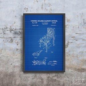 Flipper US Patent Druck Retro Poster, Baumwoll Leinwand, Automobil Patent, Patente Wand Dekoration #1006