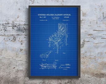 Póster retro con patente de máquina de pinball de Estados Unidos, lienzo de algodón, patente automotriz, decoración de pared con patentes n.° 1006