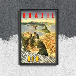 Brazil Rio Travel Poster Retro Poster, Retro Pattern, Travel Print, Journey Wall Art #352