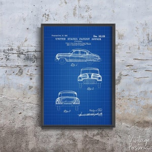 Póster retro de patente de automóvil de General Motors, impresión retro, dibujo de patente, planos, impresión de pared n.° 977