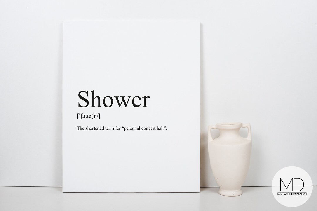 Shower Definition Print Unique Poster Modern Typography Decor Modern