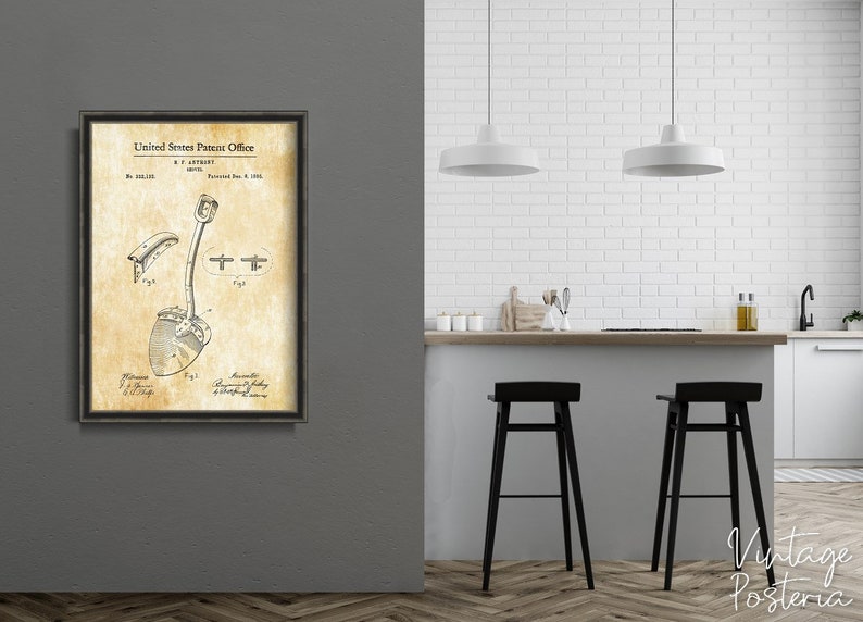 Shovel Anthony United States Patent Vintage Poster Sketch Wall Decor #1009 Wall Decor Boats Patent Prints