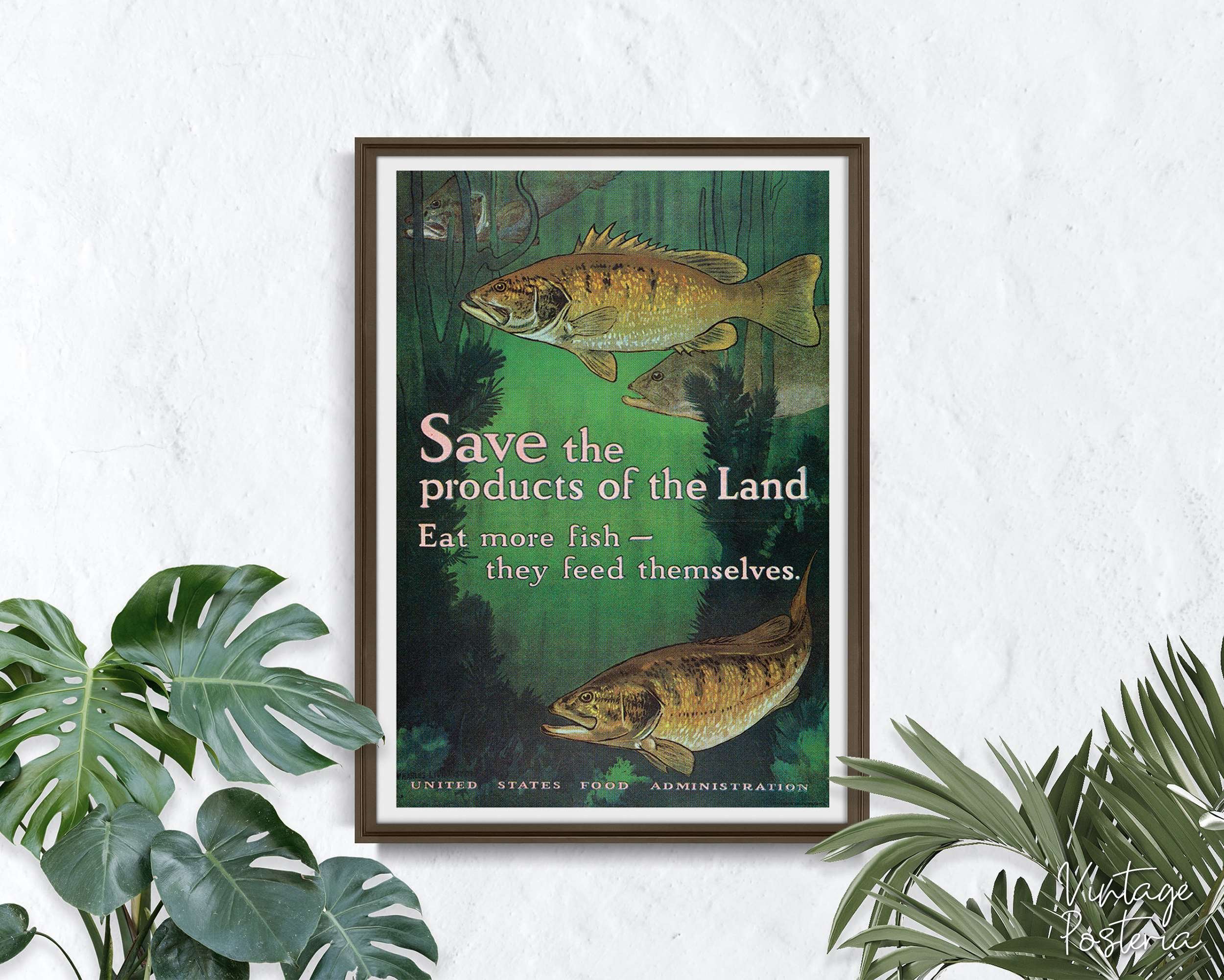 Save the Products of the Land, Eat More Fish, They Feed Themselves, Retro  Poster, Fish and Water, Wall Hanging, Fine Art, Gift Idea 2172 -  Canada