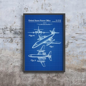 Póster retro de patente de avión Lockheed, póster autoadhesivo, póster de patente, planos para impresión de pared n.° 974