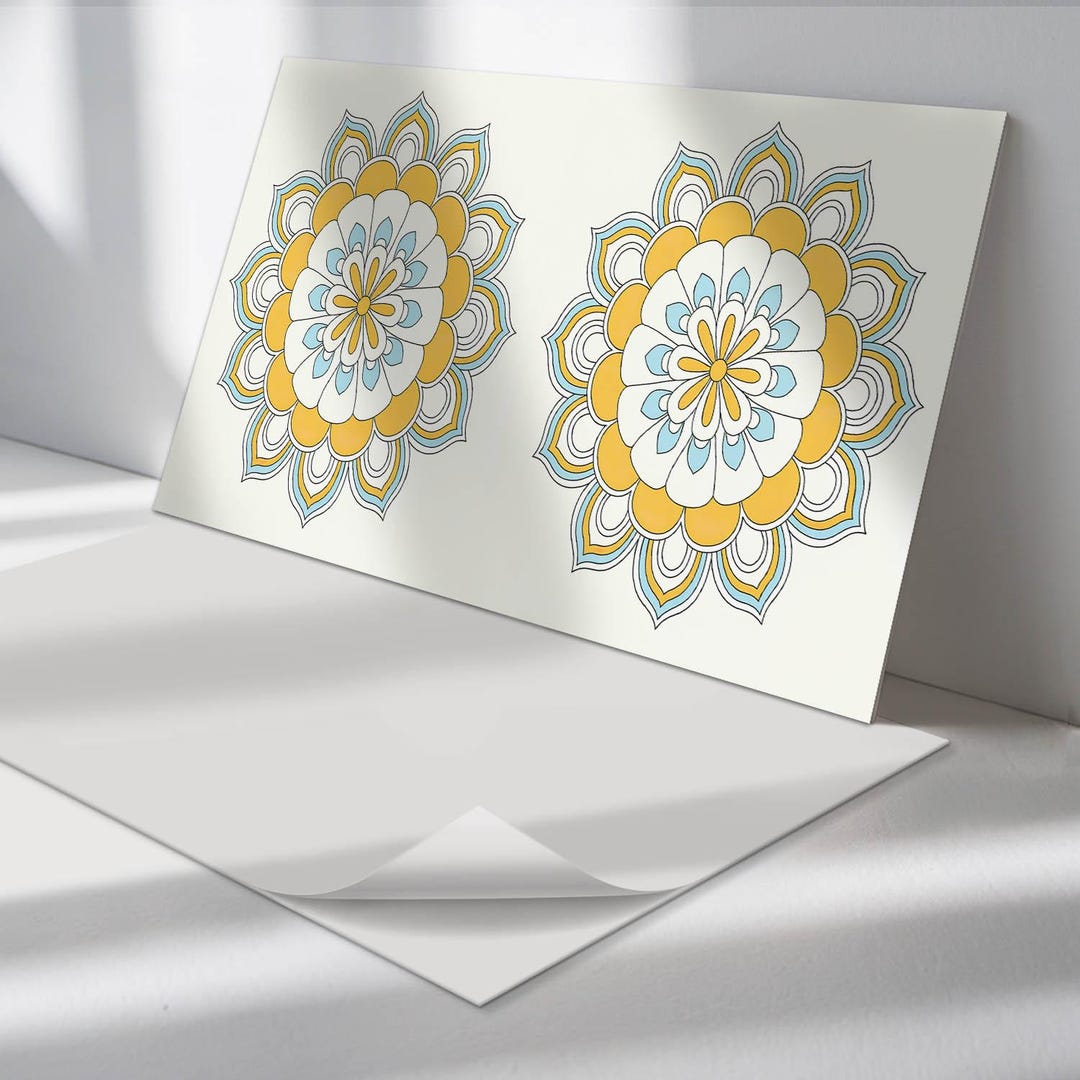 Sticker Decorative Panel Floral Mandala Panel Stickers, Yellow Removable Panels, Splashback ...