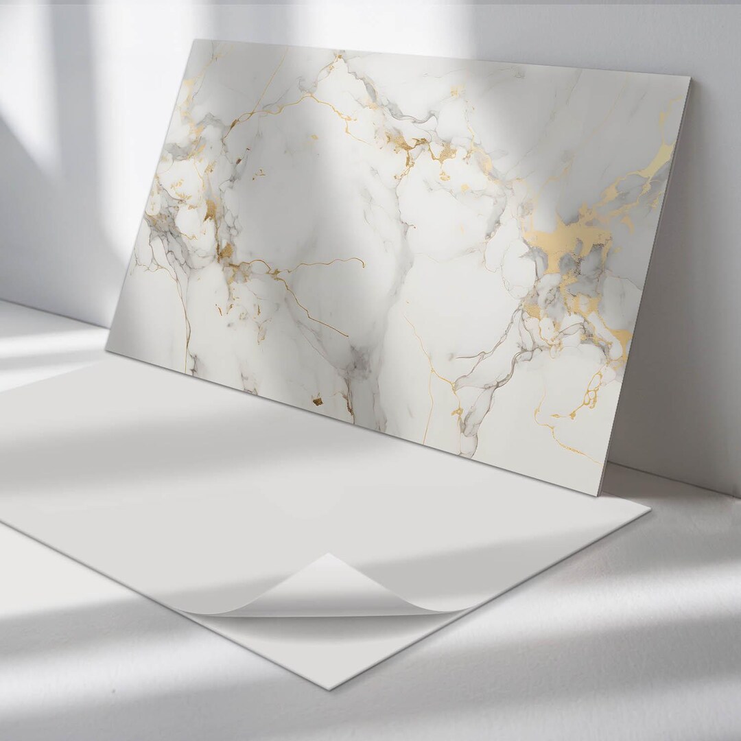 Sticker Decorative Panel Elegant Marble Panel Stickers, White Peel and Stick Panels, Splashback ...
